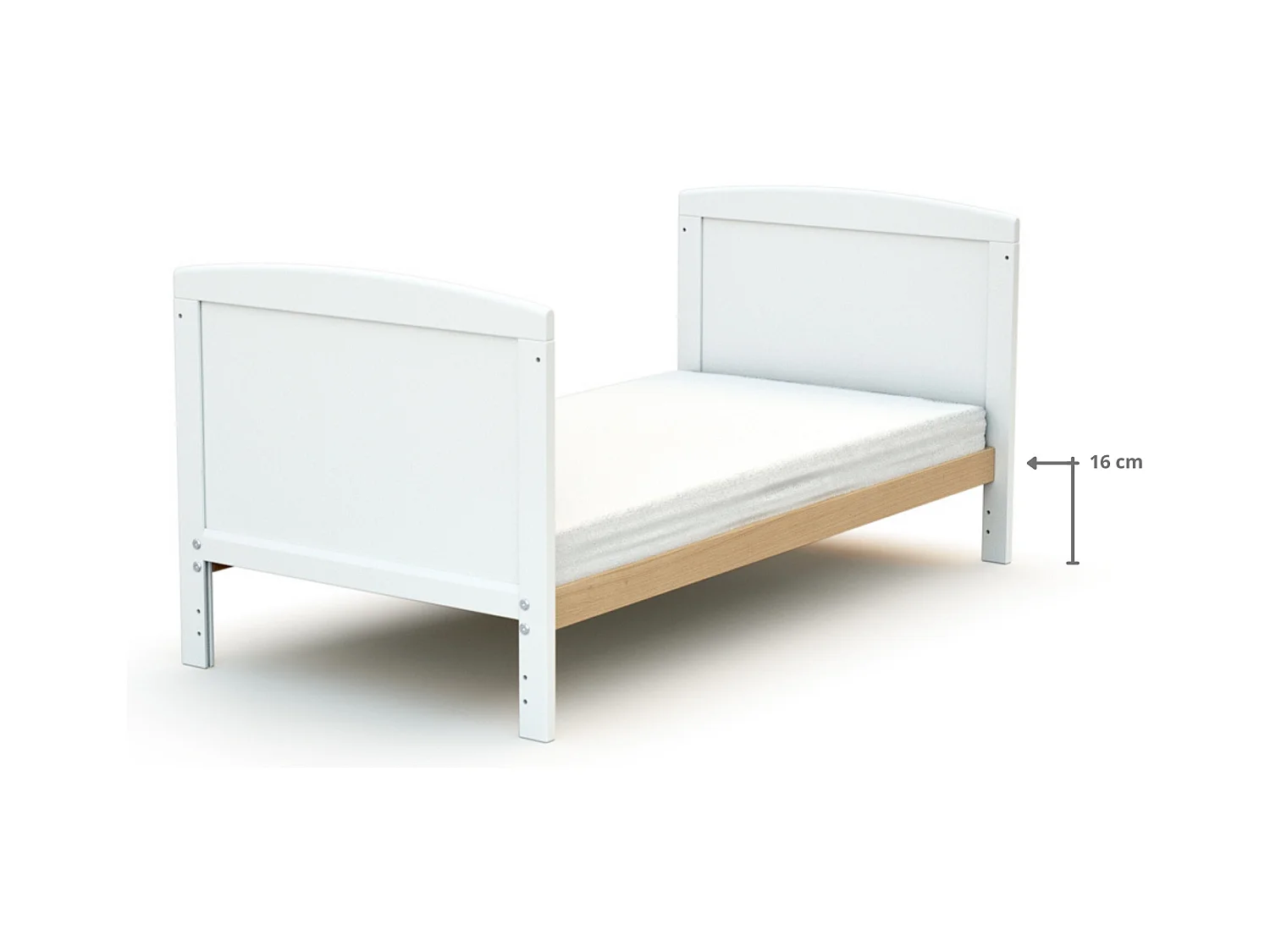 Lit bébé évolutif en bois ESSENTIEL Blanc et Hêtre Verni 60 x 120 cm