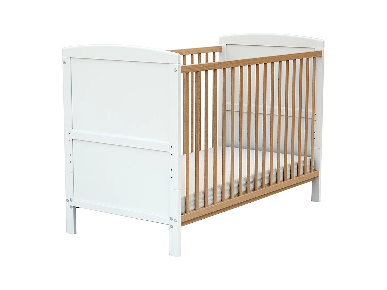 Cuna bebé evolutiva ESSENTIEL madera - Blanco/Haya Barnizada - 60 x 120 - 124 x 64 x 86,5 cm