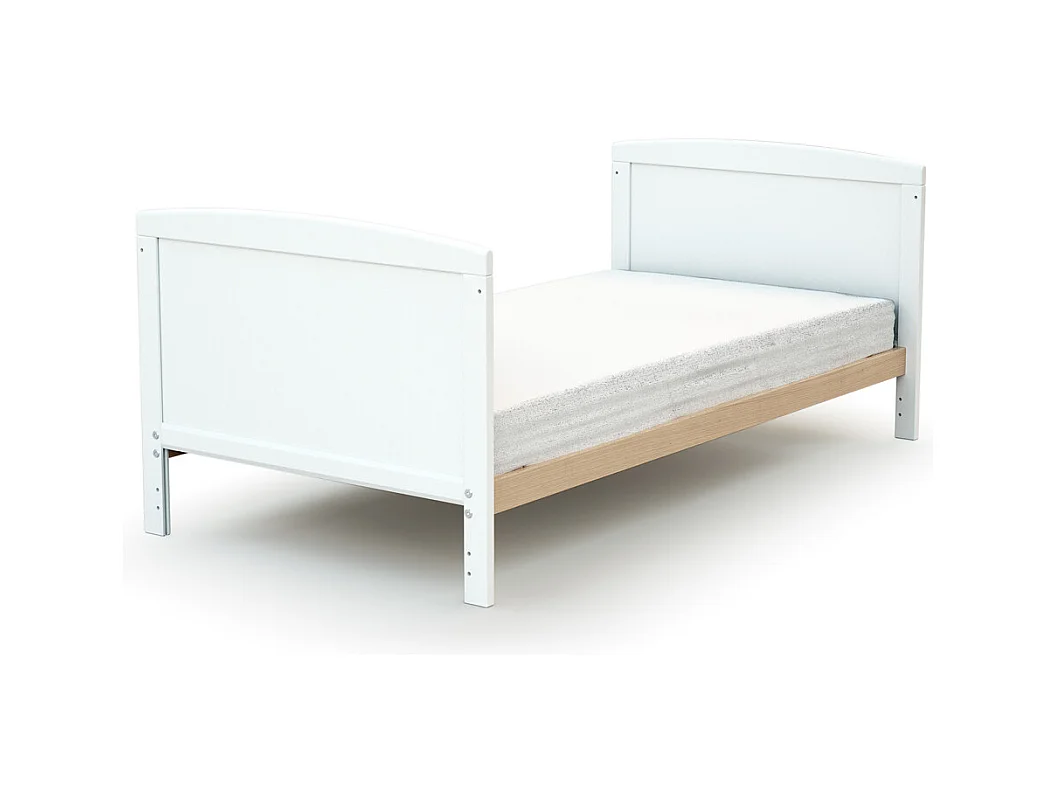 Lit bébé évolutif en bois ESSENTIEL Blanc et Hêtre Verni 70 x 140 cm