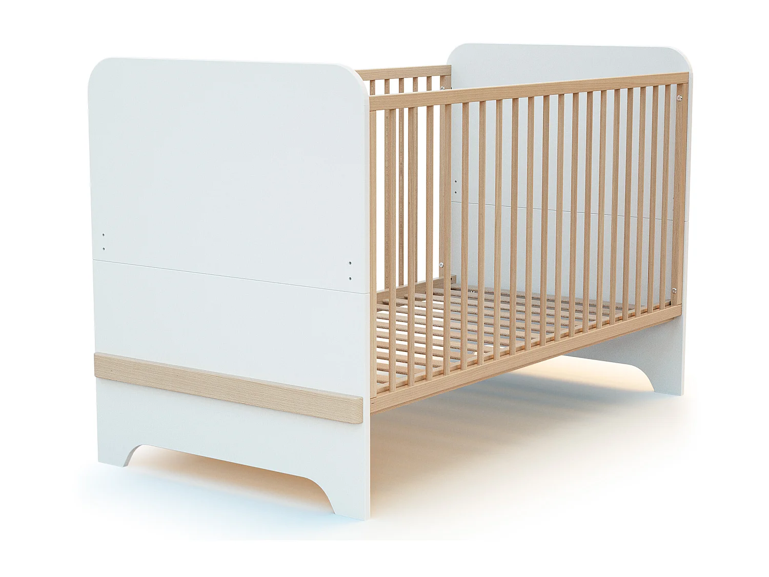 Erweiterbares Babybett CARROUSEL Holz Weiß und Buche Lackiert 70 x 140