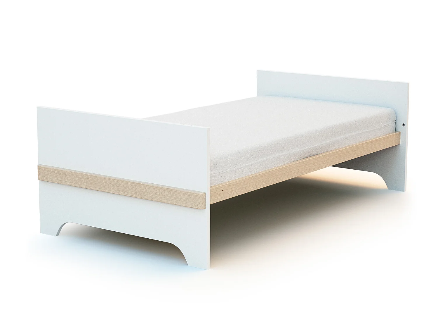 Erweiterbares Babybett CARROUSEL Holz Weiß und Buche Lackiert 70 x 140