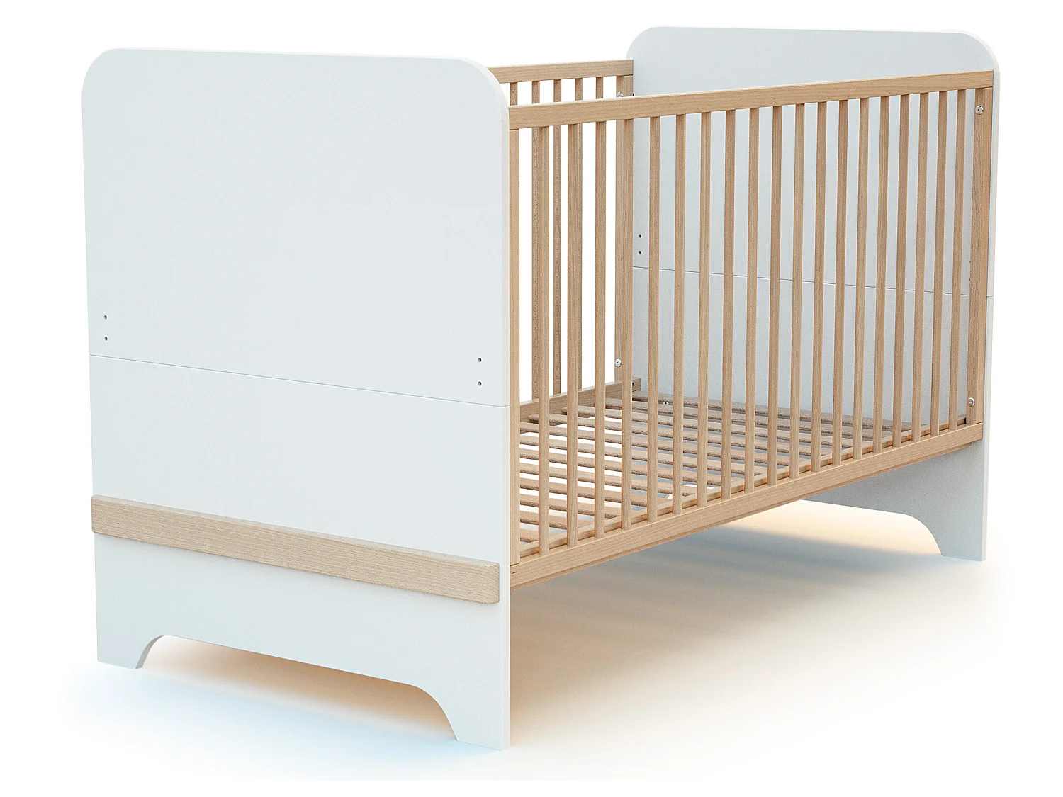 Erweiterbares Babybett CARROUSEL Holz Weiß und Buche Lackiert 70 x 140