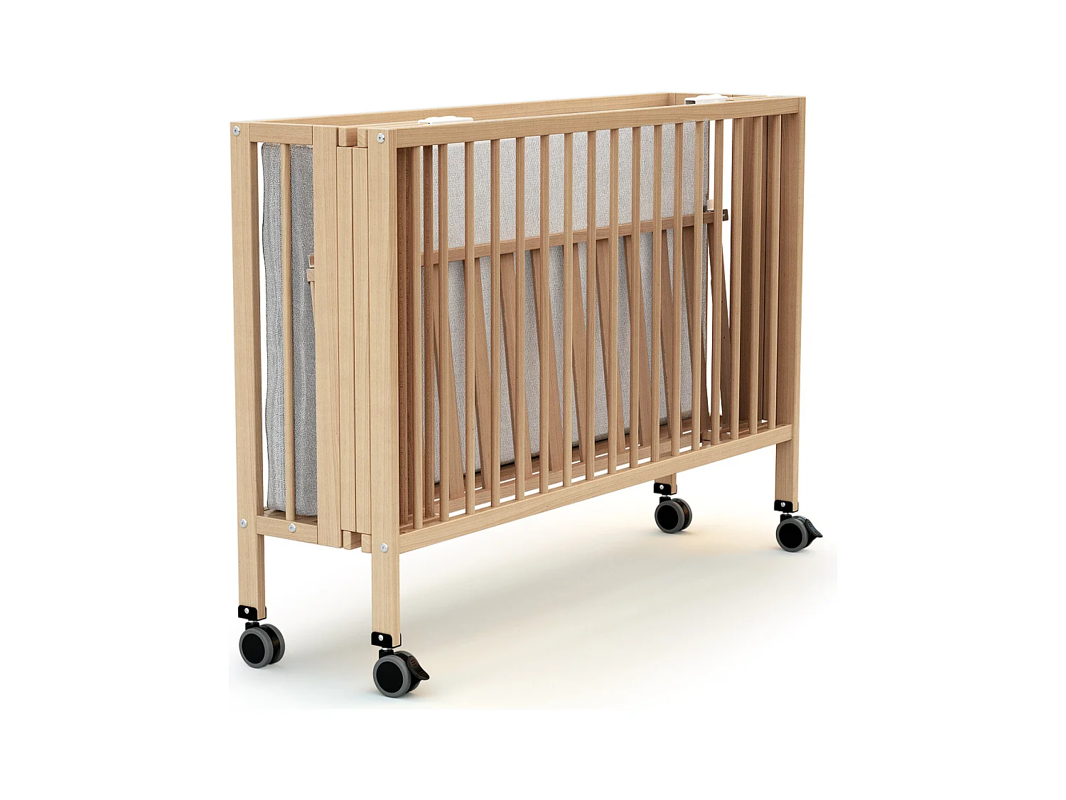 Lettino bambini pieghevole ESSENTIEL legno - Faggio verni - 60 x 120 - 124,5 x 64,5 x 87,5 cm
