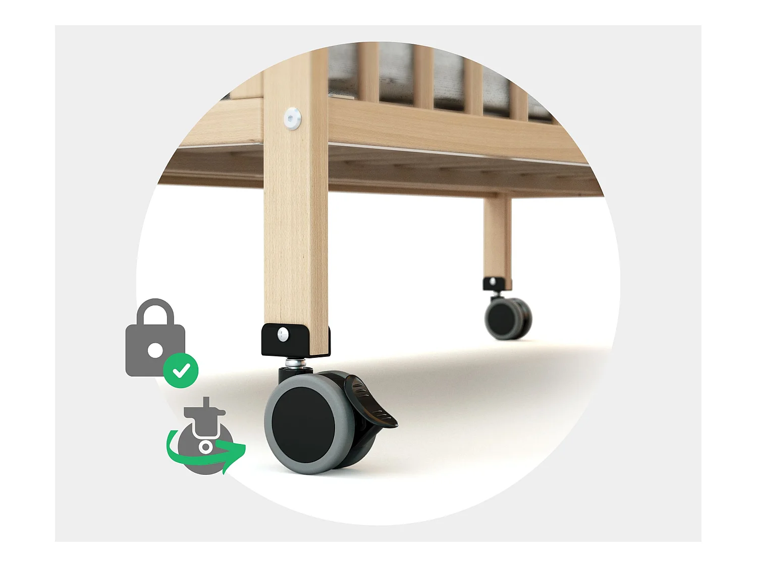 Lettino bambini pieghevole ESSENTIEL legno - Faggio verni - 60 x 120 - 124,5 x 64,5 x 87,5 cm