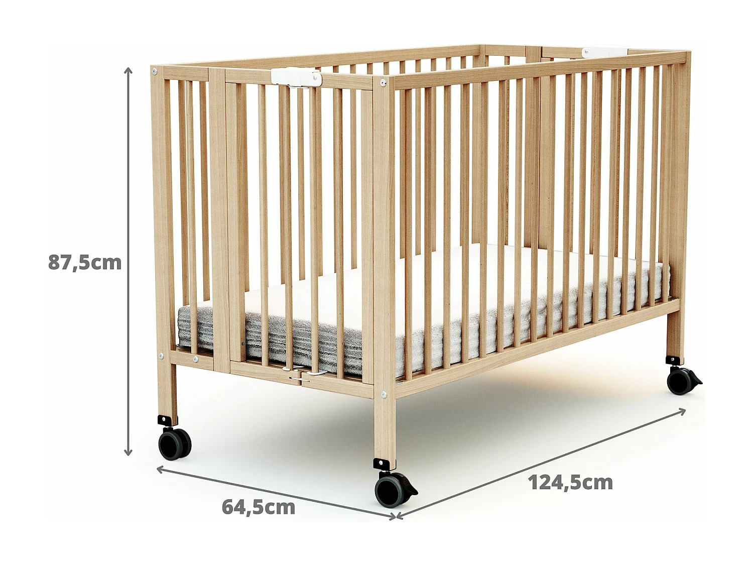 Lit bébé pliant en bois ESSENTIEL PRO Hêtre Verni 60 x 120 cm