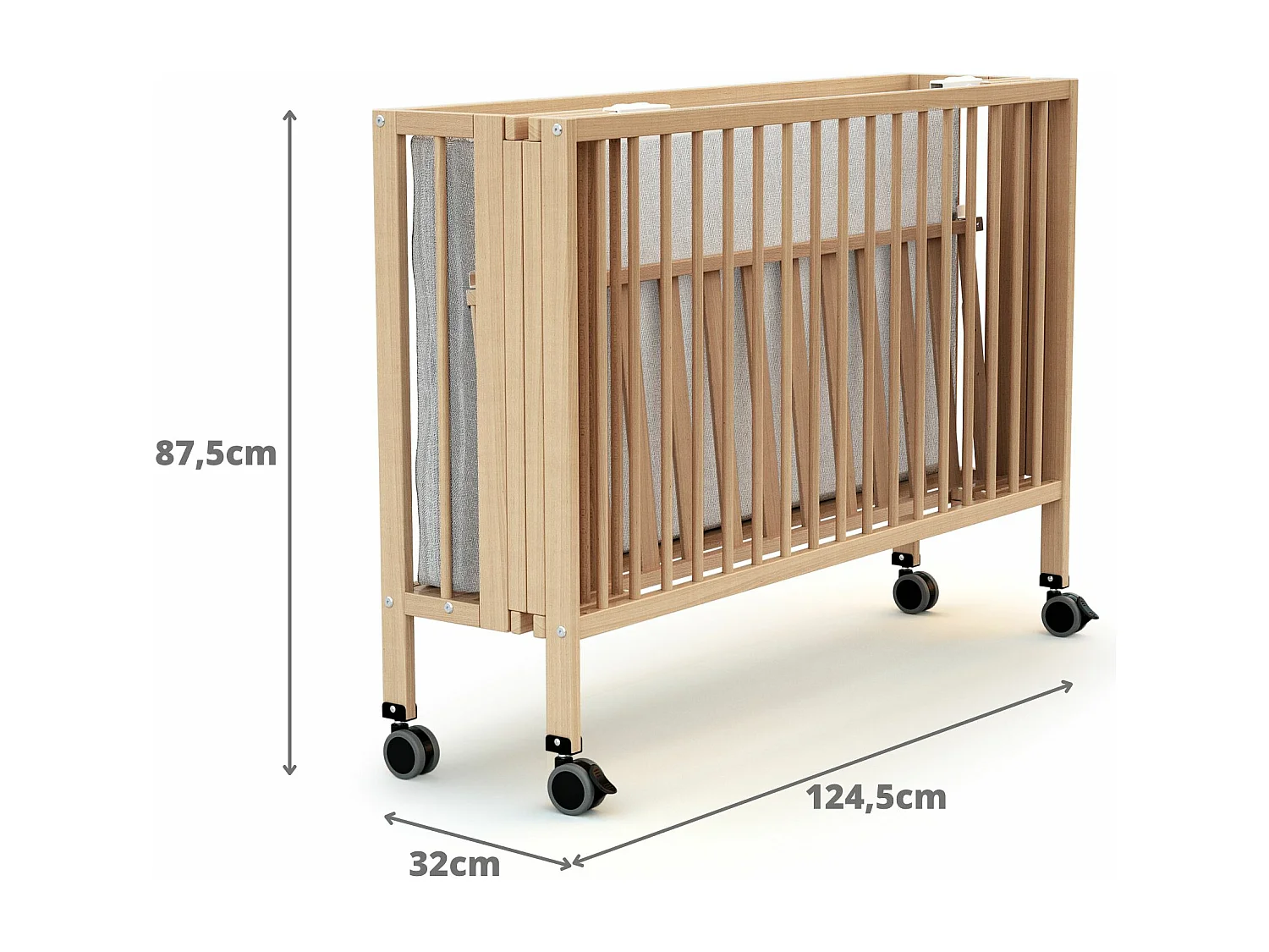 Lit bébé pliant en bois ESSENTIEL PRO Hêtre Verni 60 x 120 cm