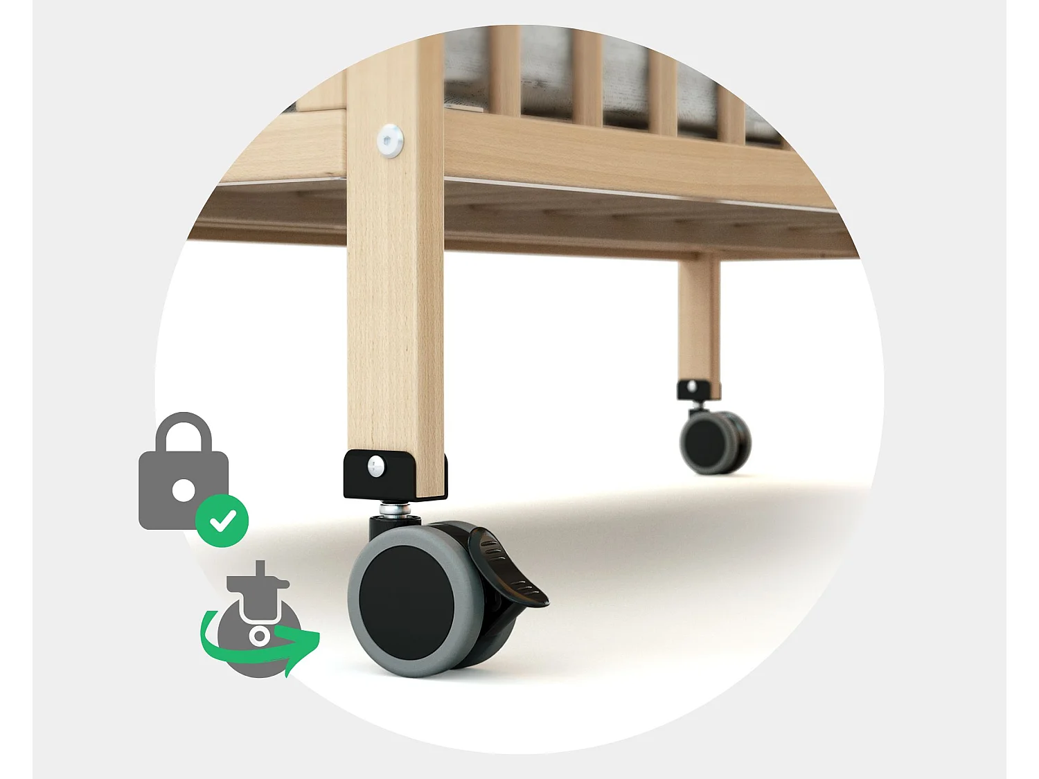 Lit bébé pliant en bois ESSENTIEL PRO Hêtre Verni 60 x 120 cm