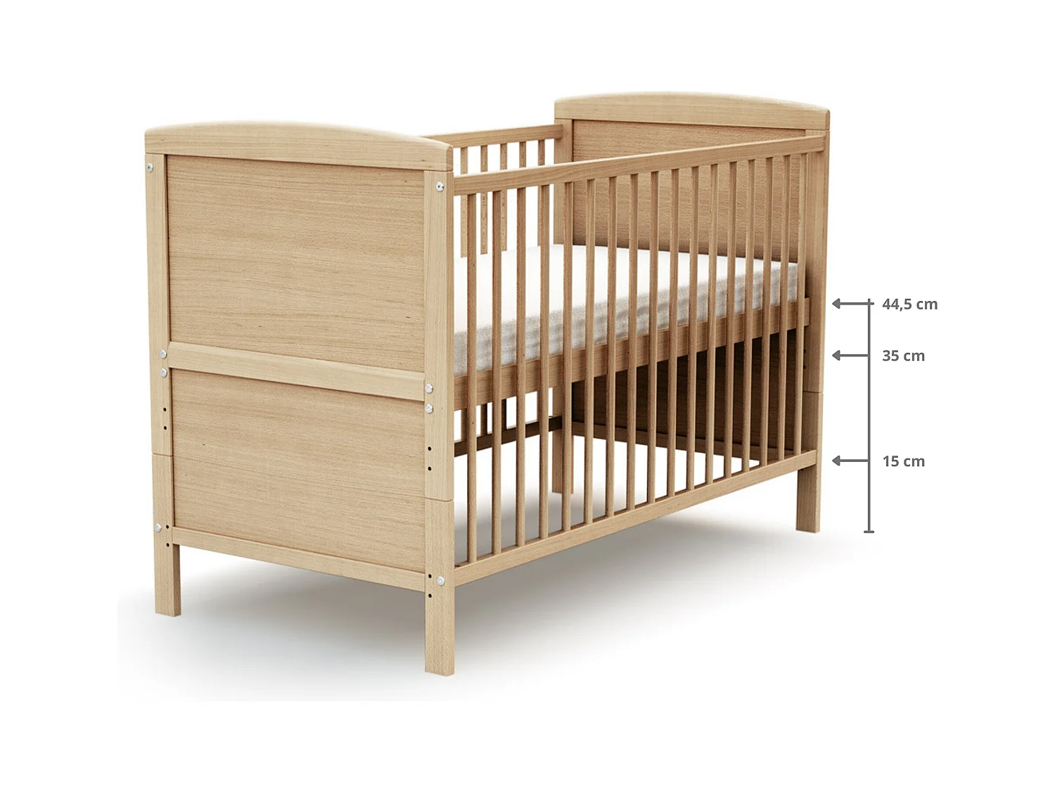 Lit bébé évolutif en bois ESSENTIEL Hêtre Verni 60 x 120 cm