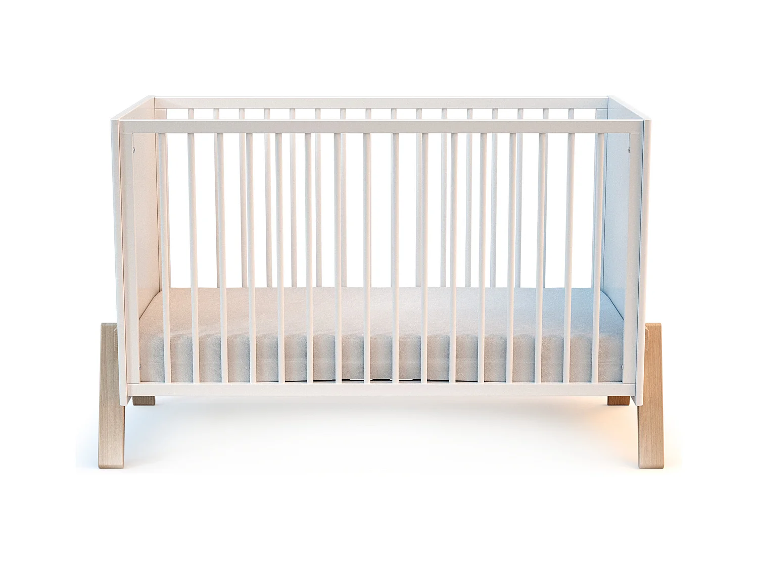 Lettino bambini CANAILLE Winnie legno - Bianco/Faggio - 60 x 120 - 135 x 64 x 84 cm