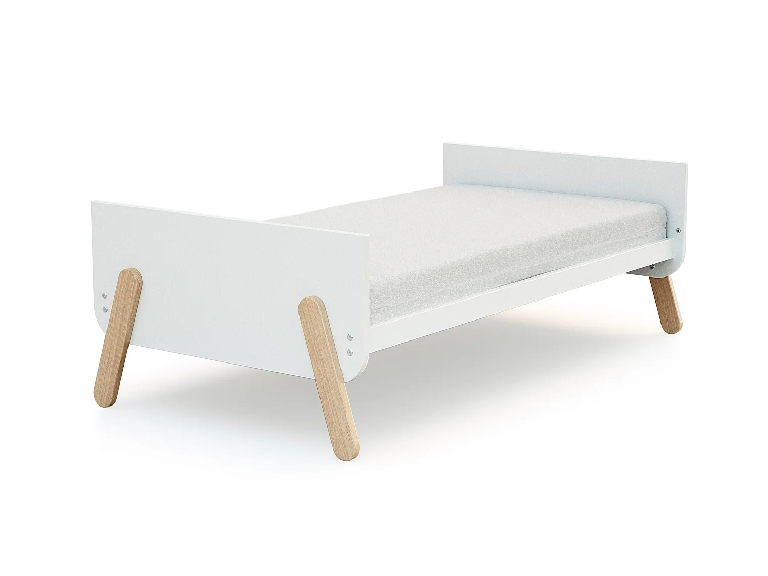 Lit bébé évolutif en bois PIRATE Blanc et Hêtre Verni 70 x 140 cm