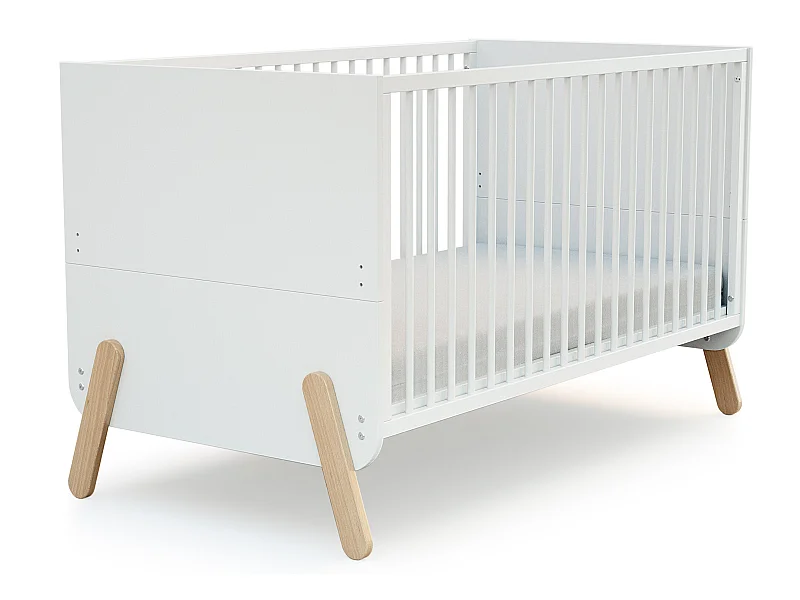Erweiterbares Babybett PIRATE Holz Weiß und Buche Lackiert 70 x 140