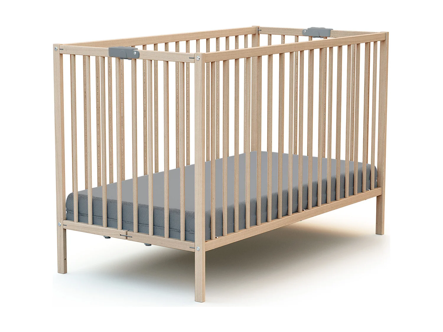 Cama de bebe dobrável de madeira Faia em bruto 60 x 120 cm FLEX