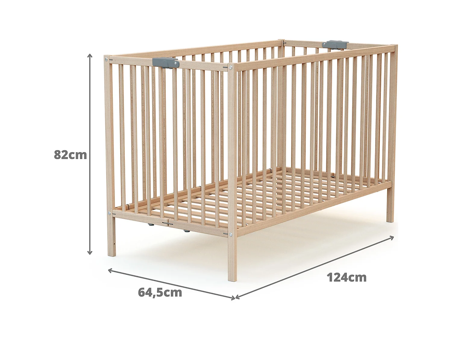 Cama de bebe dobrável de madeira Faia em bruto 60 x 120 cm FLEX