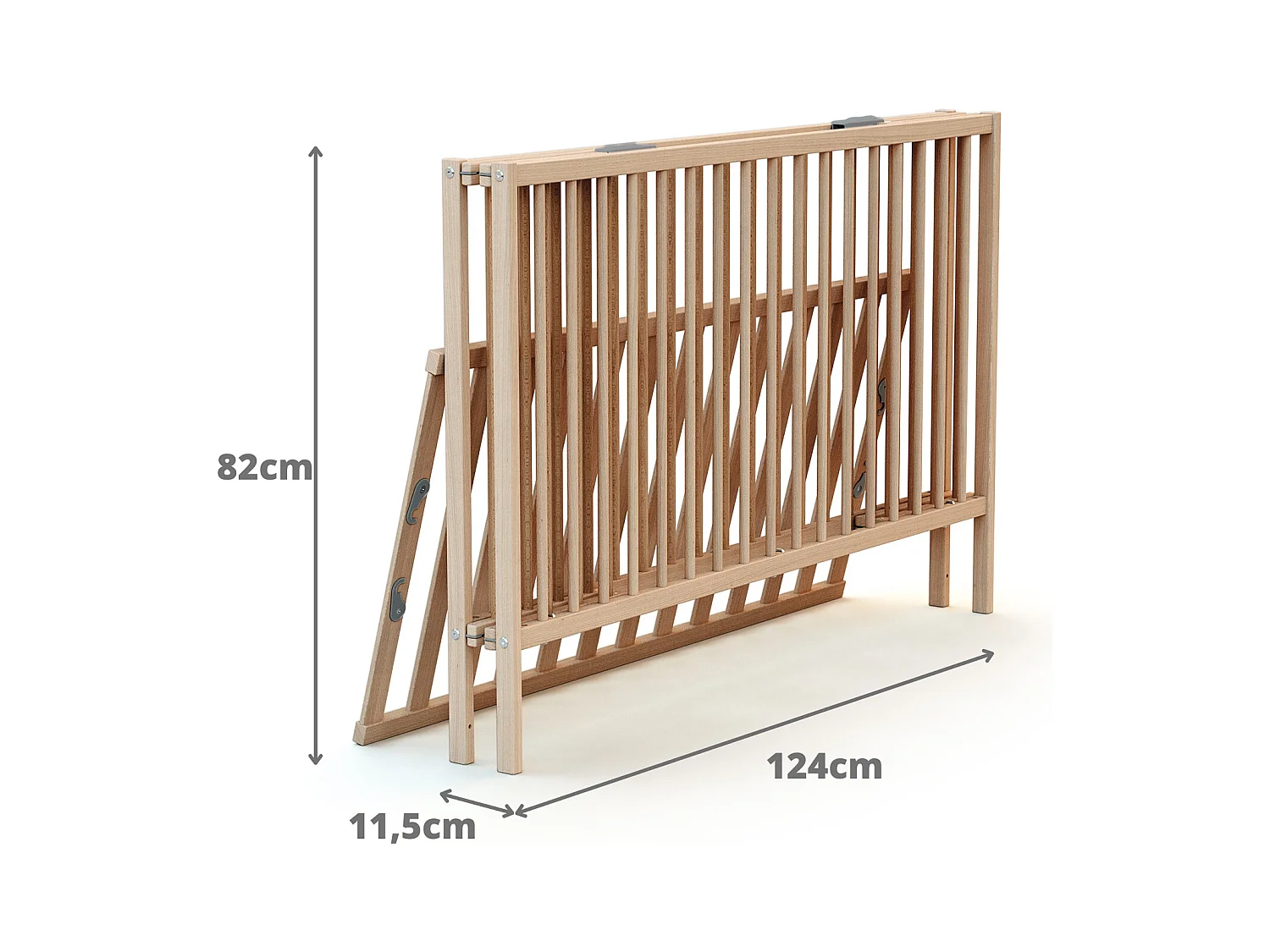 Cama de bebe dobrável de madeira Faia em bruto 60 x 120 cm FLEX