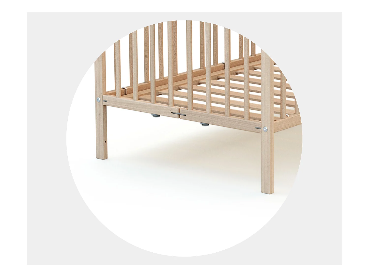 Cama de bebe dobrável de madeira Faia em bruto 60 x 120 cm FLEX