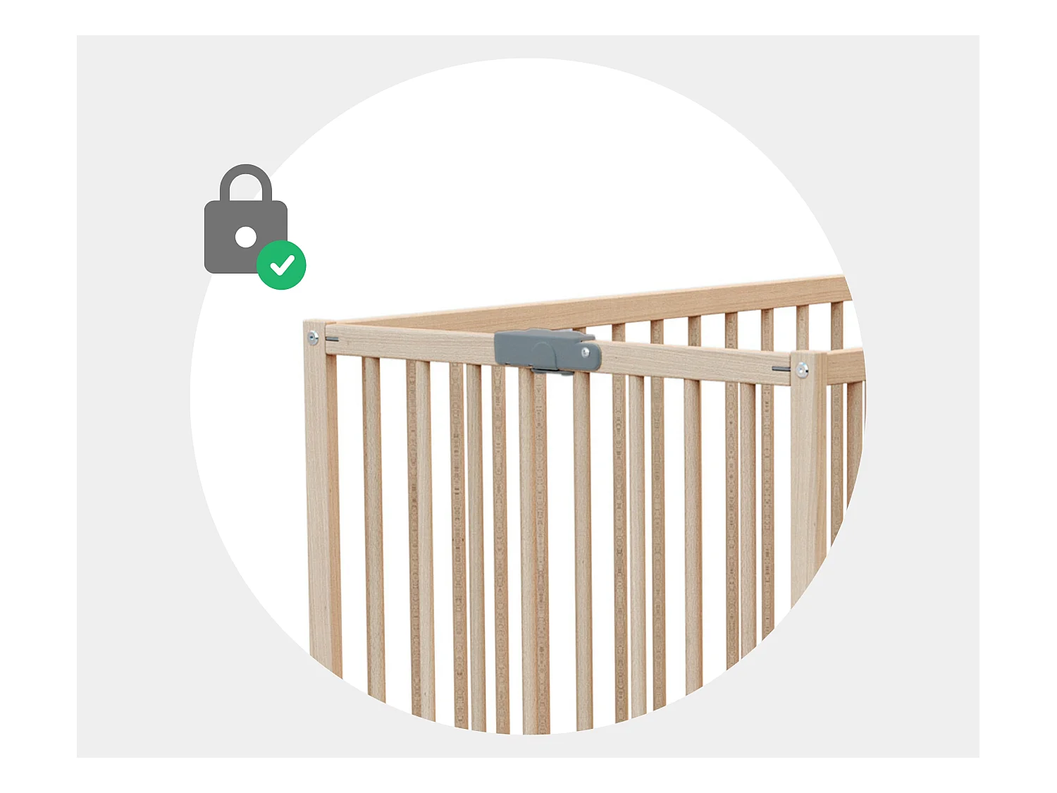 Cama de bebe dobrável de madeira Faia em bruto 60 x 120 cm FLEX