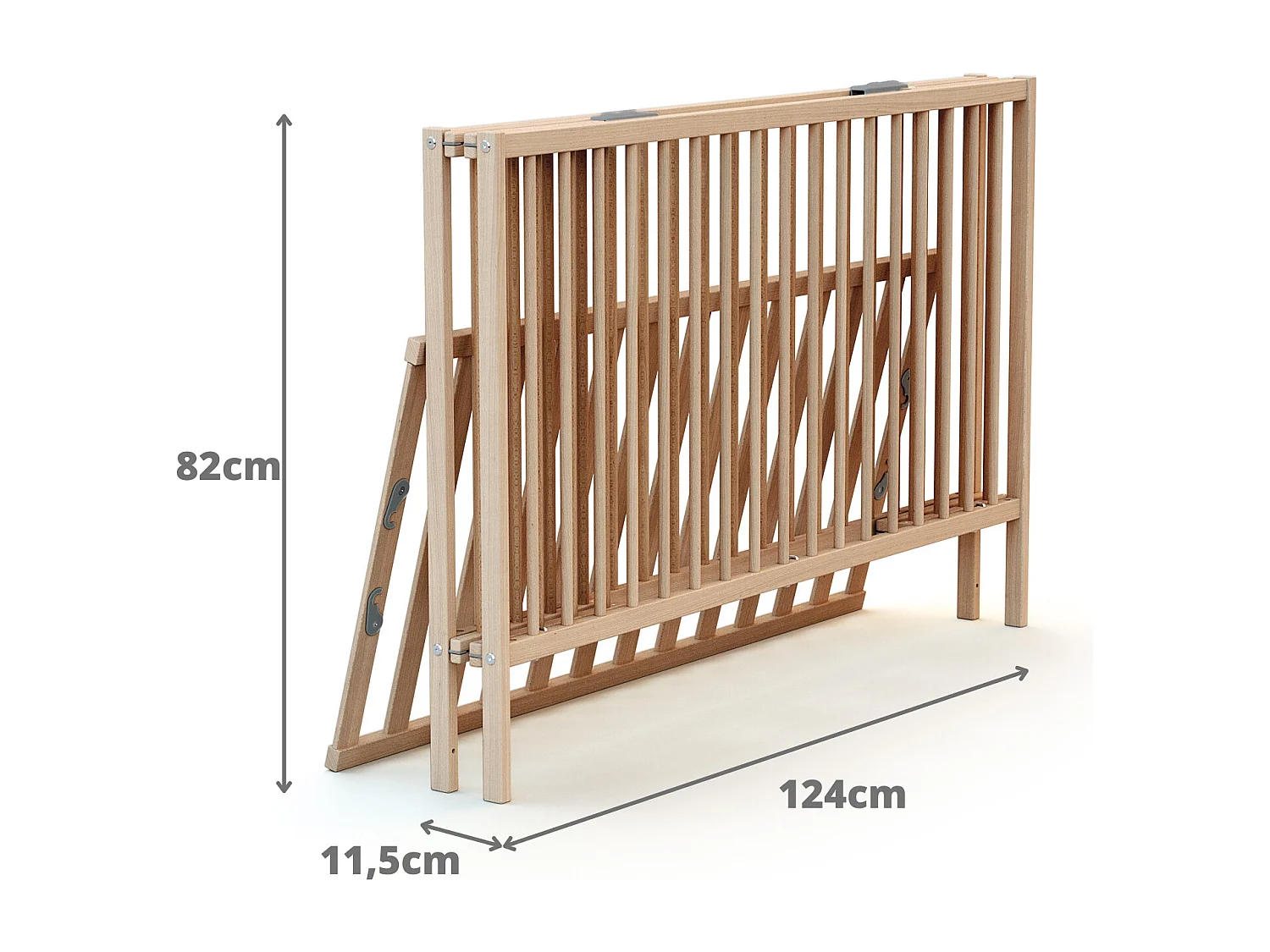 Cuna bebé plegable madera - Haya Cruda - 60 x 120 - 124 x 64,5 x 82 cm FLEX