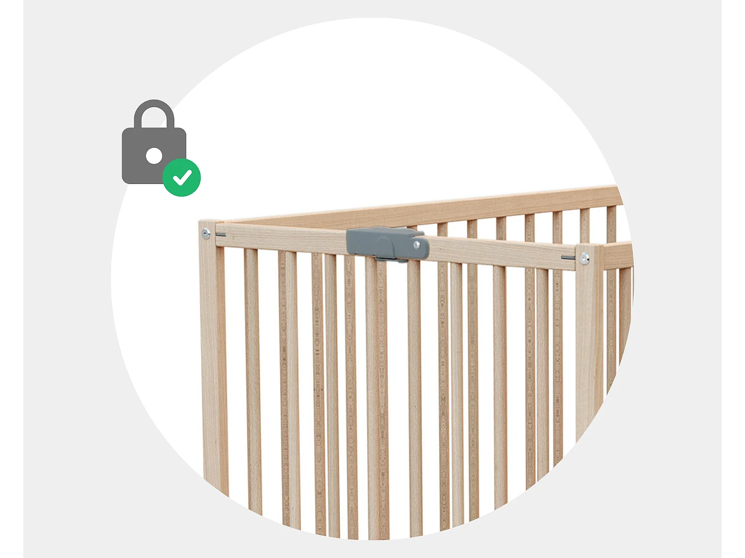 Cuna bebé plegable madera - Haya Cruda - 60 x 120 - 124 x 64,5 x 82 cm FLEX