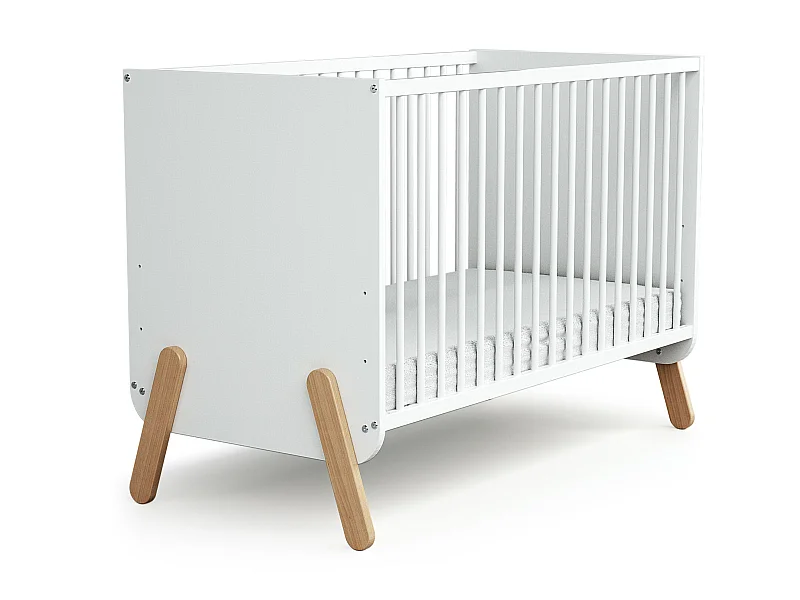 Cama de bebe PIRATE de madeira Branco e Faia 60 x 120 cm