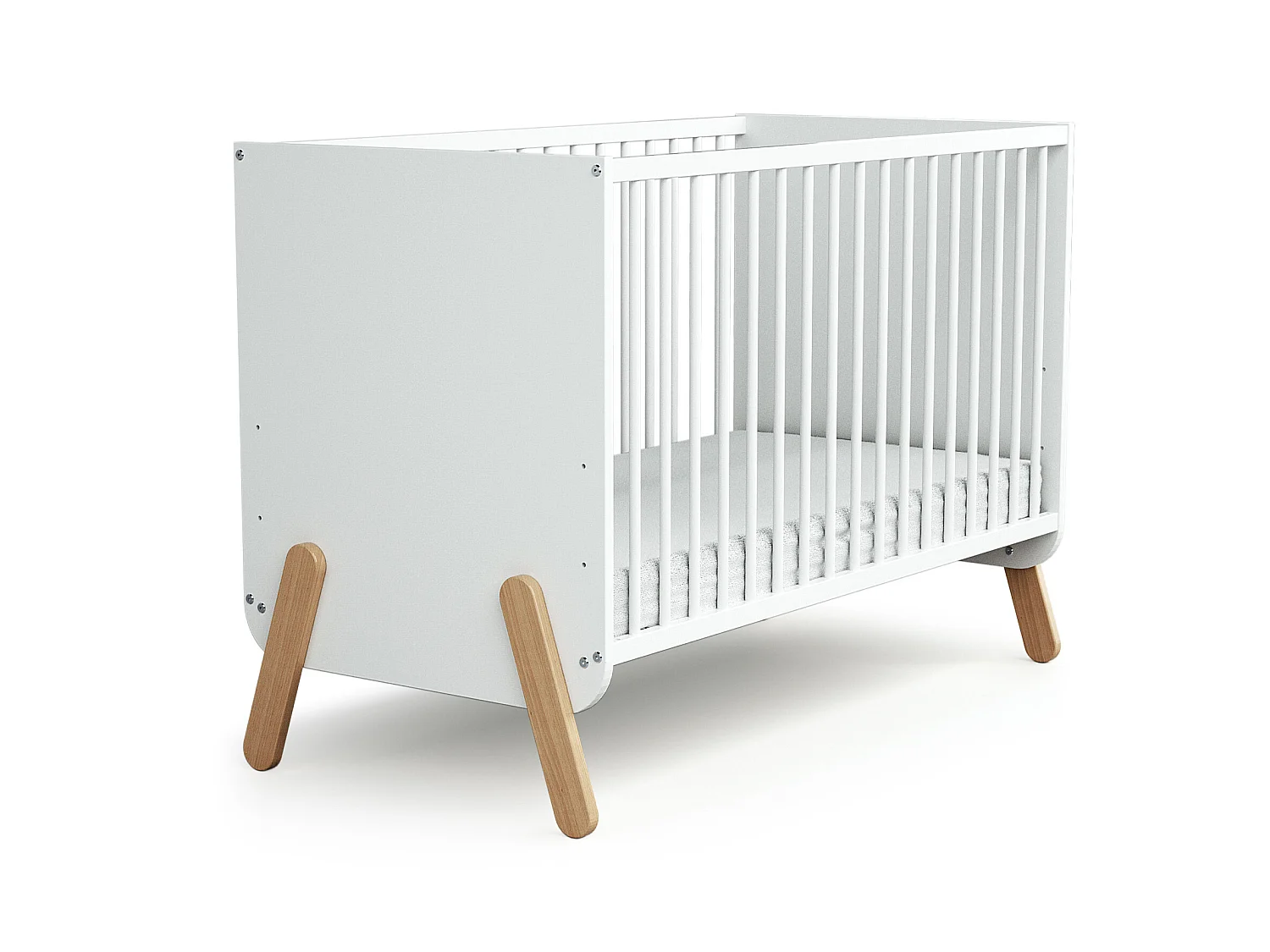 Lit bébé en bois PIRATE Blanc et Hêtre 60 x 120 cm