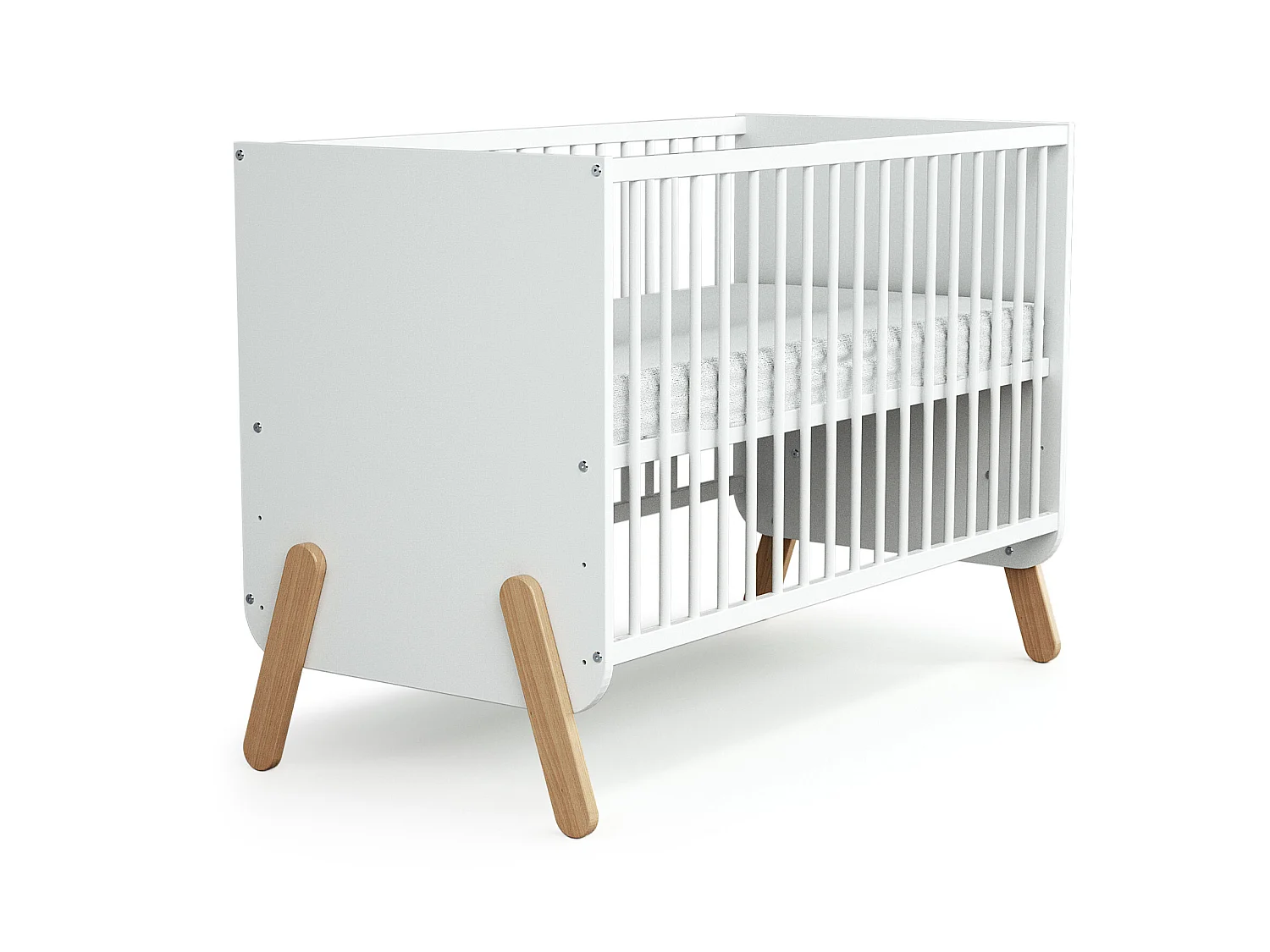 Lit bébé en bois PIRATE Blanc et Hêtre 60 x 120 cm