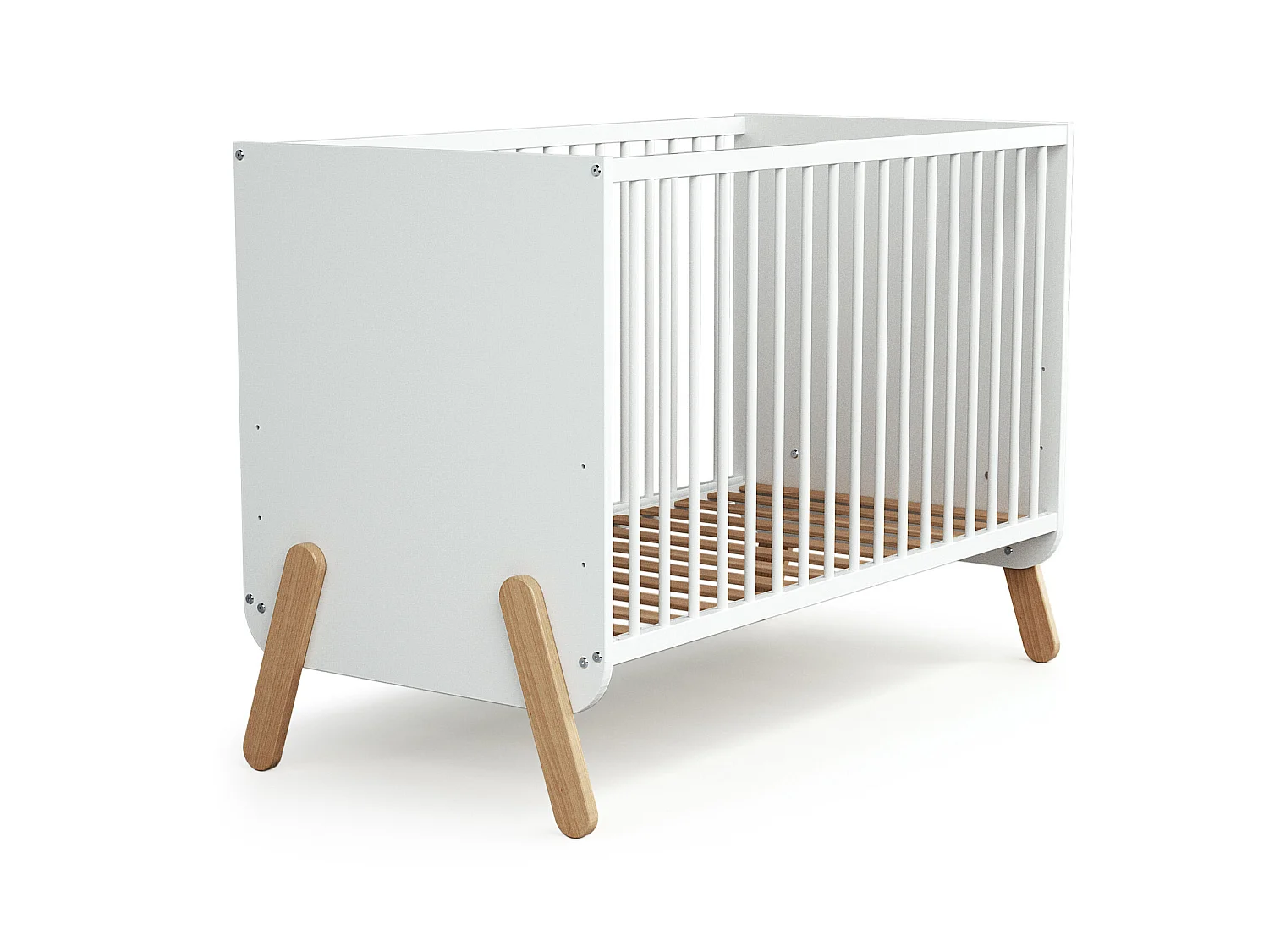 Lit bébé en bois PIRATE Blanc et Hêtre 60 x 120 cm