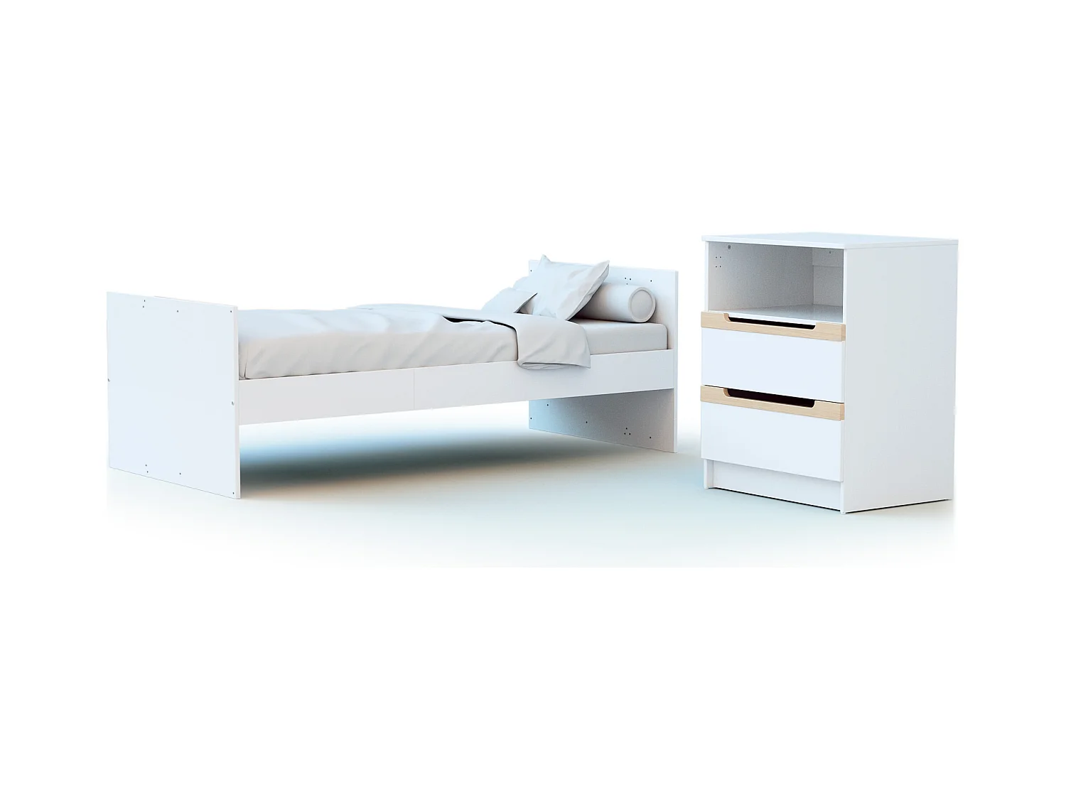 Babybett-Kombination mitwachsend CARROUSEL Holz Weiß und Buche Lackiert