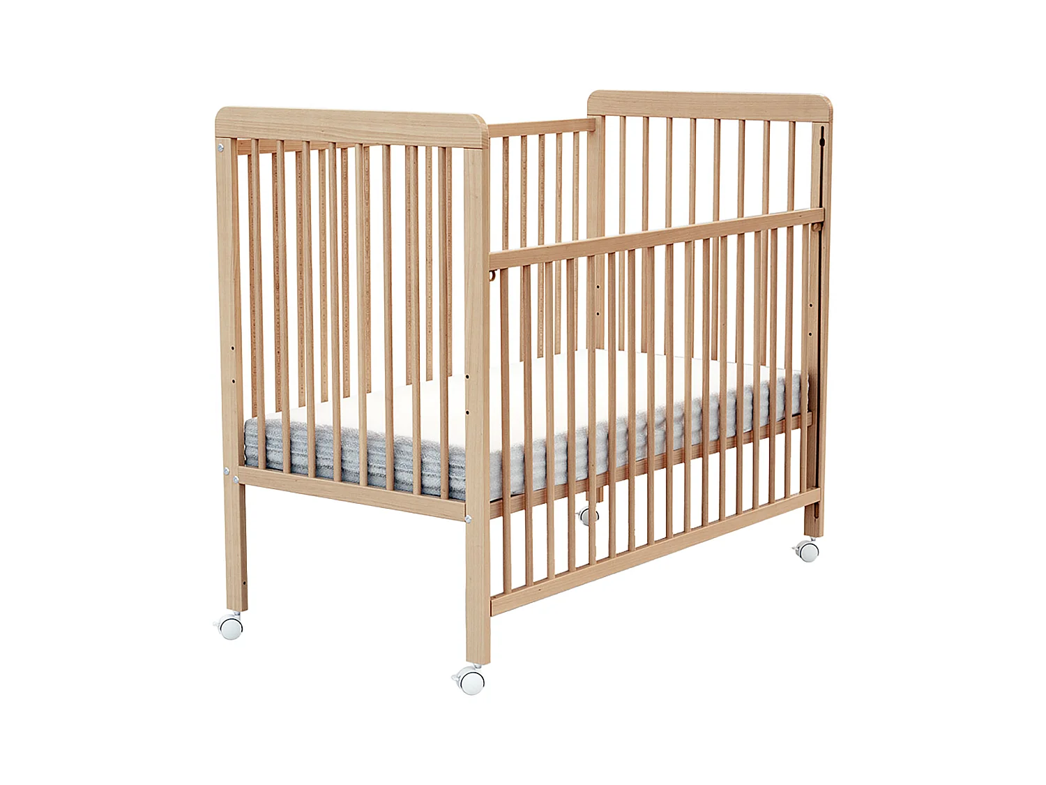 Cama de bebe lateral deslizante ESSENTIEL de madeira Faia envernizada 60 x 120 cm