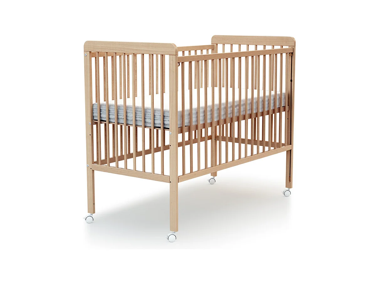 Cama de bebe lateral deslizante ESSENTIEL de madeira Faia envernizada 60 x 120 cm