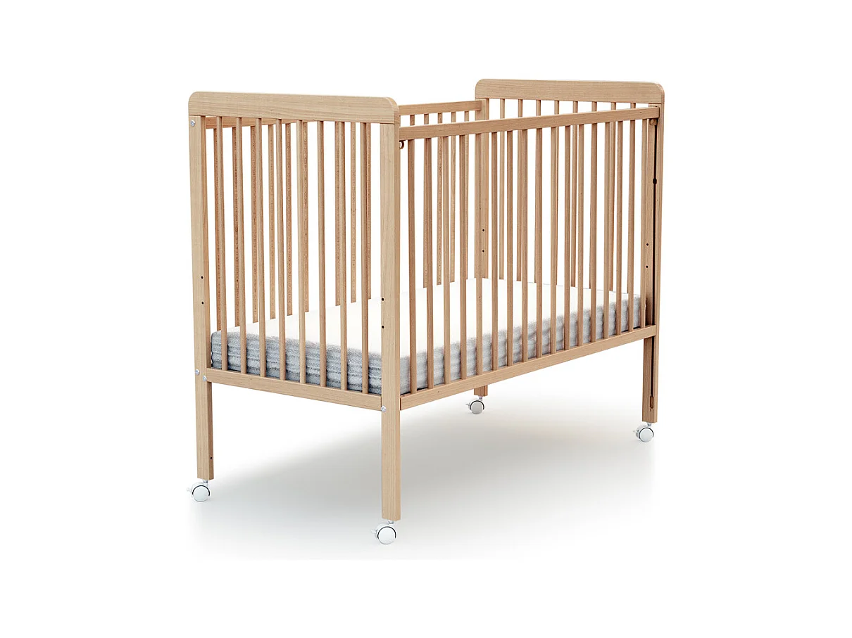 Cama de bebe lateral deslizante ESSENTIEL de madeira Faia envernizada 60 x 120 cm
