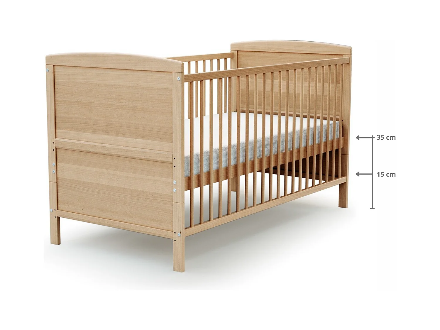 Lit bébé évolutif en bois ESSENTIEL Hêtre Verni 70 x 140 cm