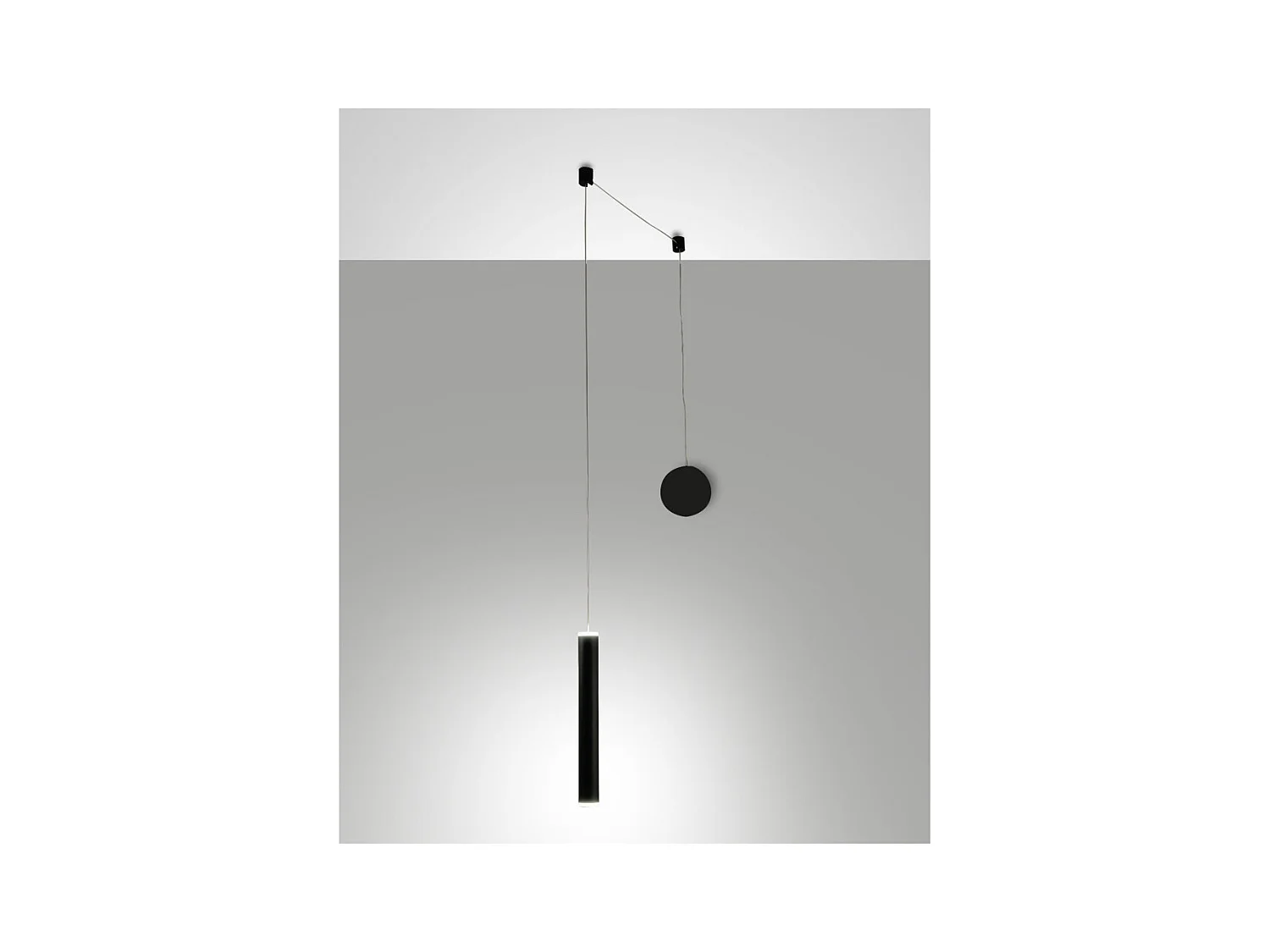 Prado matzwarte decentrale hanglamp - Fabas Luce - 6,5W dimbare LED - Decentrale montage