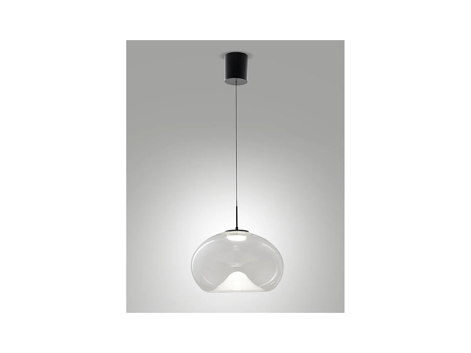 Brena - Suspension simple transparente de Fabas Luce - LED 14 W à intensité variable - Diamètre 33 cm