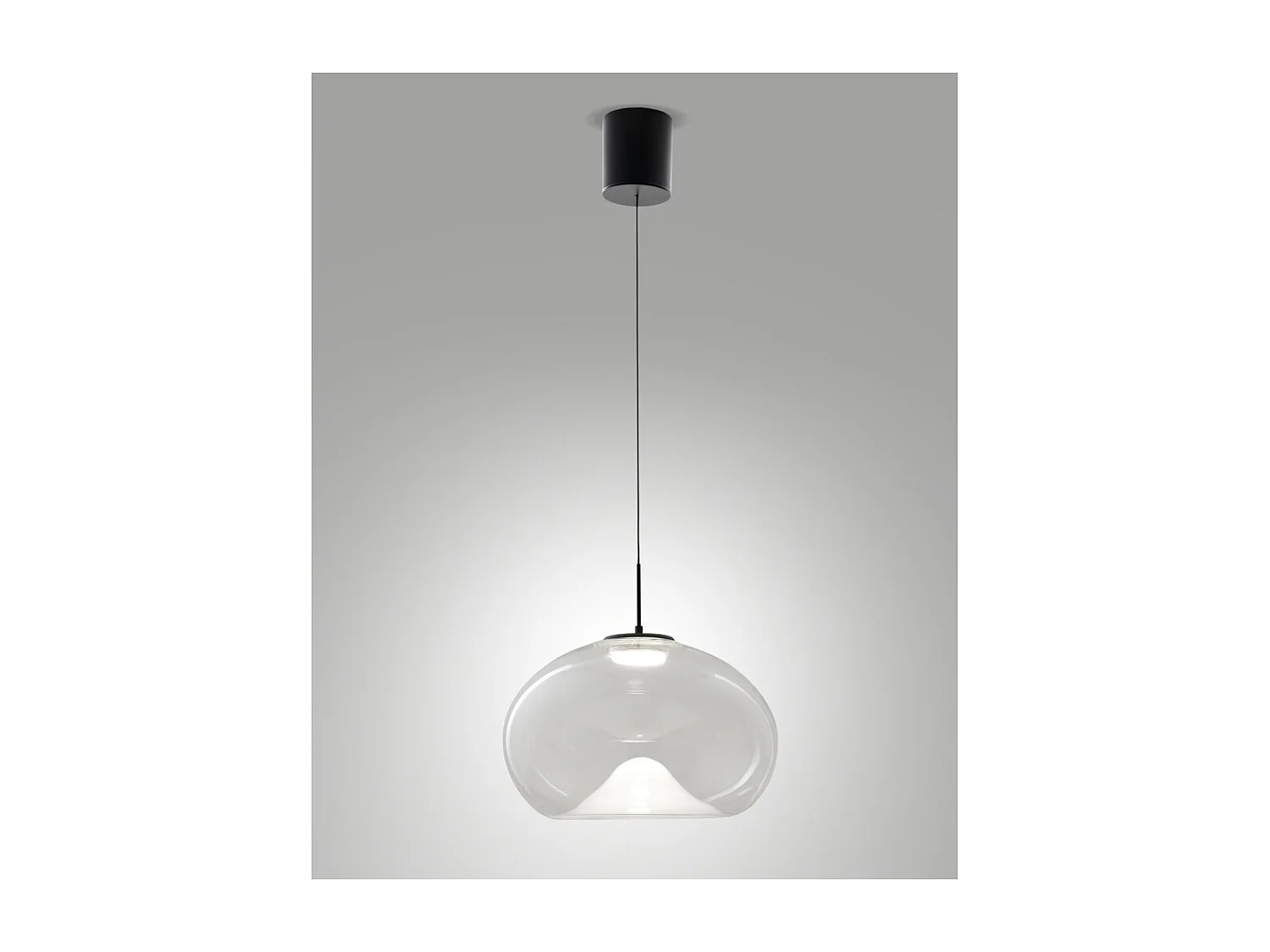 Brena - Przezroczysta lampa wisząca pojedyncza firmy Fabas Luce - Ściemnialna dioda LED 14 W - Lampa sufitowa - Średnica 33 cm