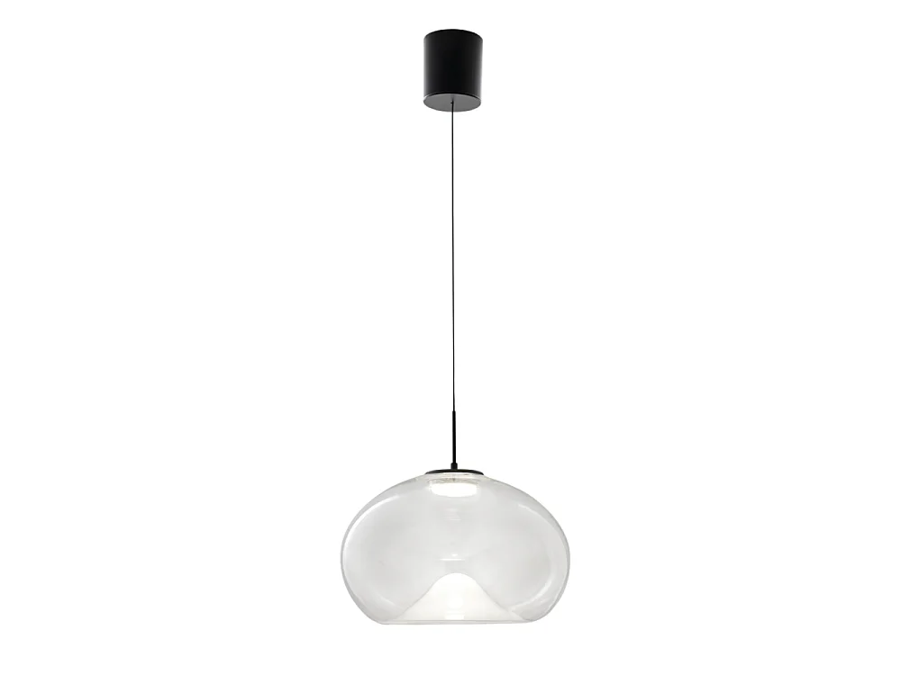 Brena - Lampada a sospensione singola trasparente di Fabas Luce - Led 14W dimmerabile - Lampada da soffitto - Diametro 33cm