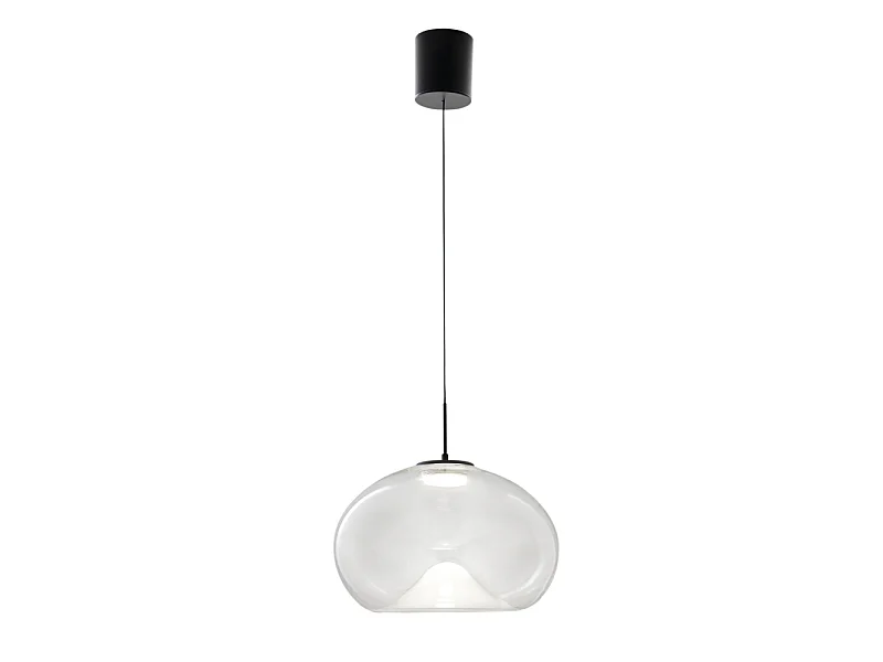Brena - Lampada a sospensione singola trasparente di Fabas Luce - Led 14W dimmerabile - Lampada da soffitto - Diametro 33cm