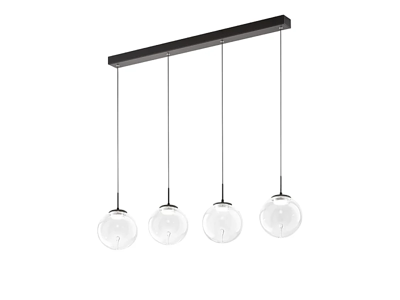 Ariel - Lampa wisząca Fabas Luce 4-punktowa - 28W ściemnialna dioda LED - Przezroczysta kula