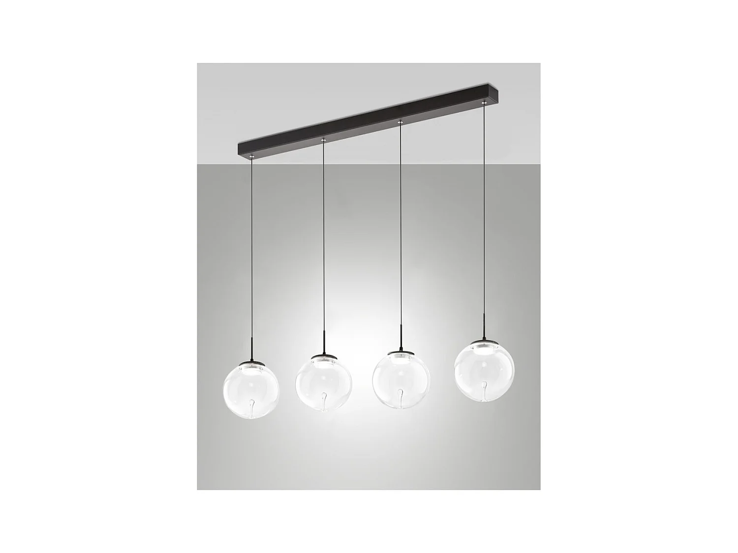 Ariel - Suspension Fabas Luce 4 lumières - LED 28W dimmable - Design sphère transparente