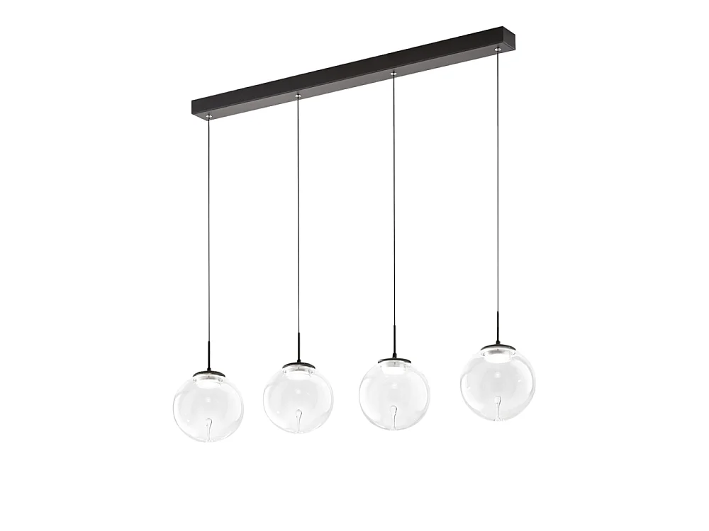 Ariel - Lampa wisząca Fabas Luce 4-punktowa - 28W ściemnialna dioda LED - Przezroczysta kula