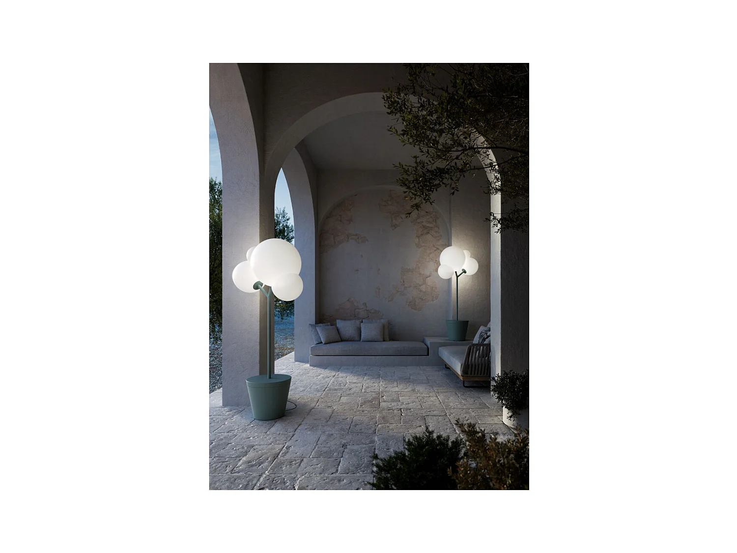 Lampadaire Zafferano - Tree of Light pour intérieur et extérieur, noir - Lampadaire LED E27 - Base réglable