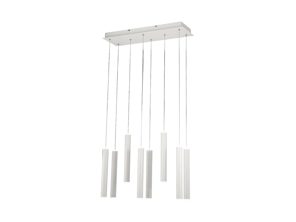 Lampada a sospensione Prado 8 luci Fabas Luce - LED 52 W dimmerabile - Bianco opaco Design lineare