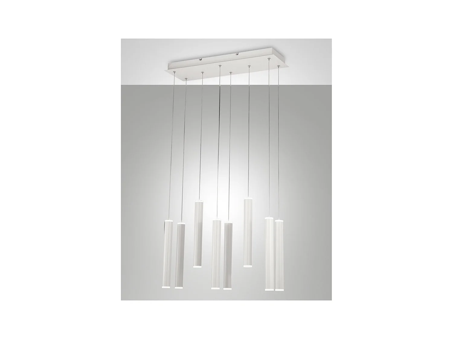 Lampada a sospensione Prado 8 luci Fabas Luce - LED 52 W dimmerabile - Bianco opaco Design lineare