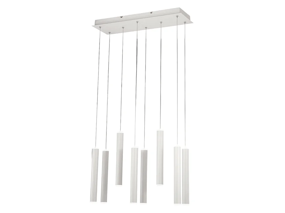 Lampada a sospensione Prado 8 luci Fabas Luce - LED 52 W dimmerabile - Bianco opaco Design lineare