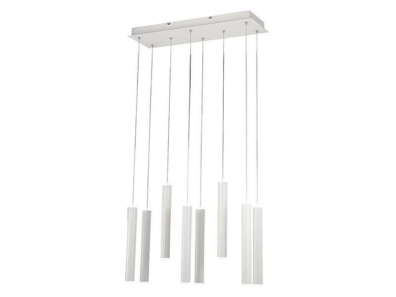 Fabas Luce Prado 8-lichts hanglamp - 52W dimbare LED - Mat wit Lineair design