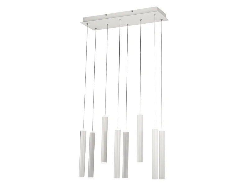 Fabas Luce Prado 8-flammige Pendelleuchte - 52W dimmbare LED - Mattweißes lineares Design