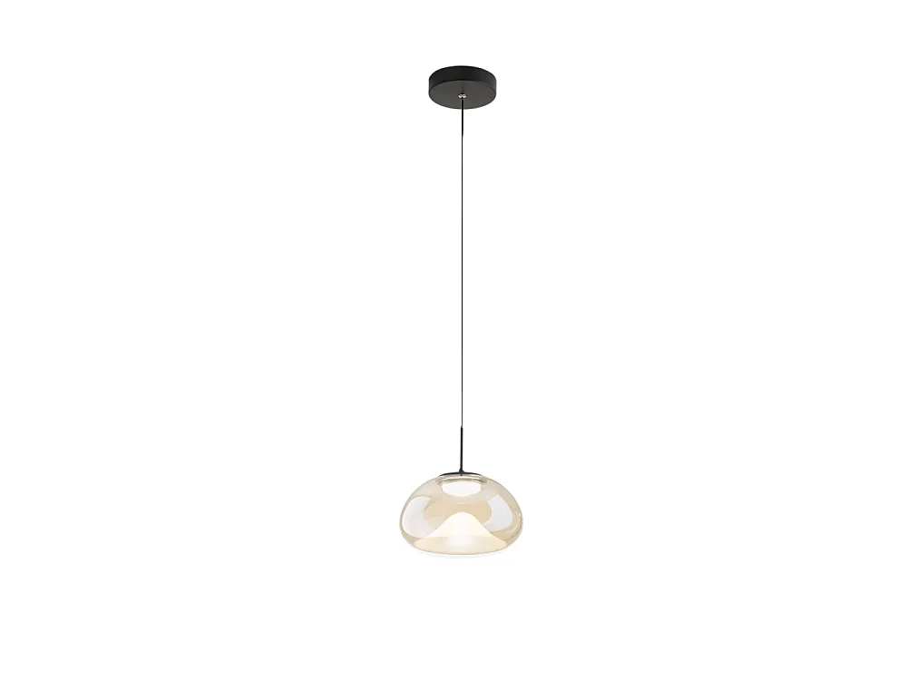 Brena - Lámpara colgante individual color coñac de Fabas Luce - LED regulable de 10 W - Lámpara de techo - Diámetro 22 cm