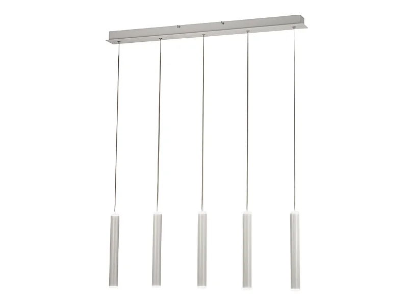 Lampada a sospensione Prado 5 luci Fabas Luce - LED 33 W dimmerabile - Bianco opaco Design lineare