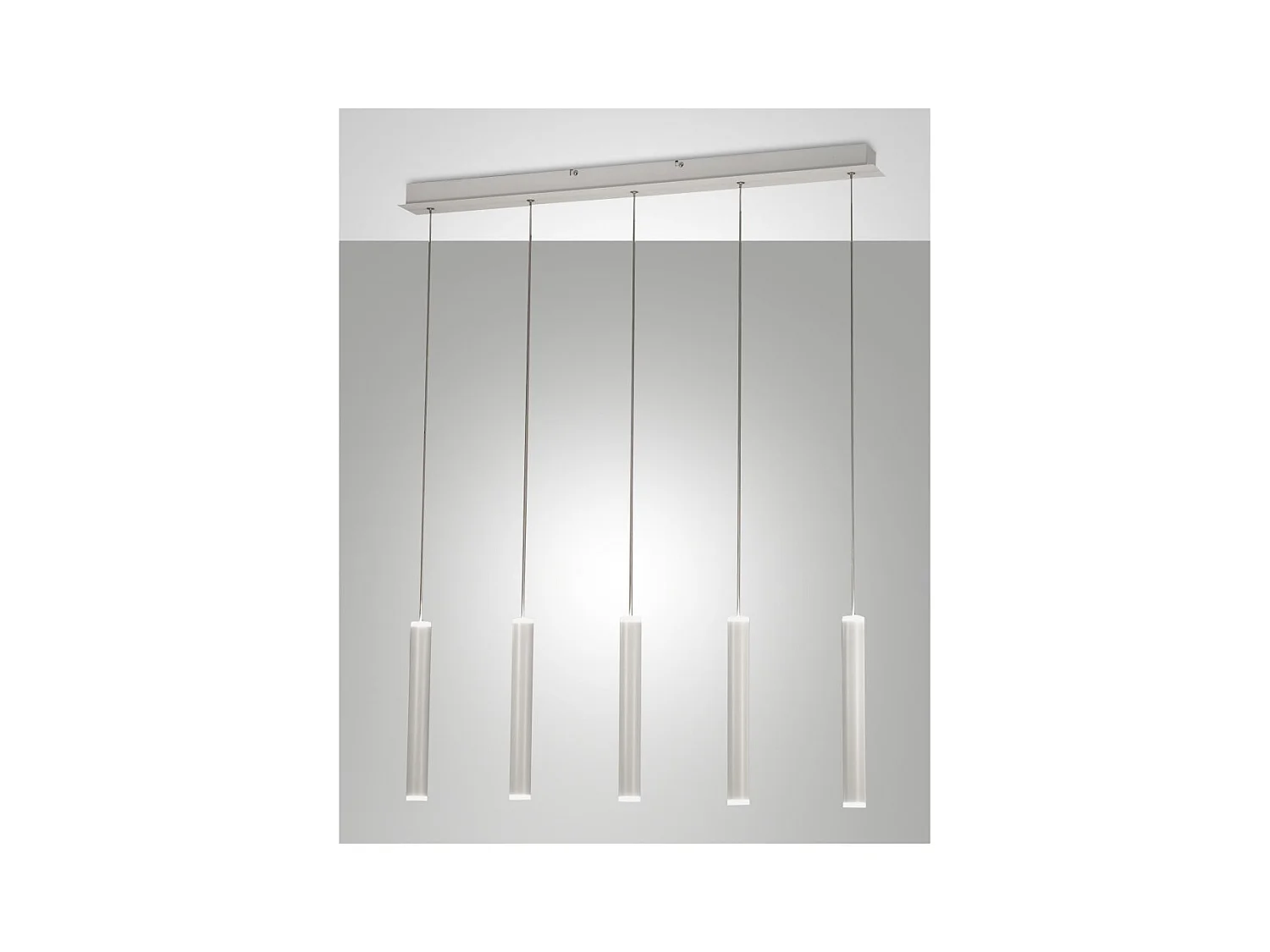 Lampada a sospensione Prado 5 luci Fabas Luce - LED 33 W dimmerabile - Bianco opaco Design lineare