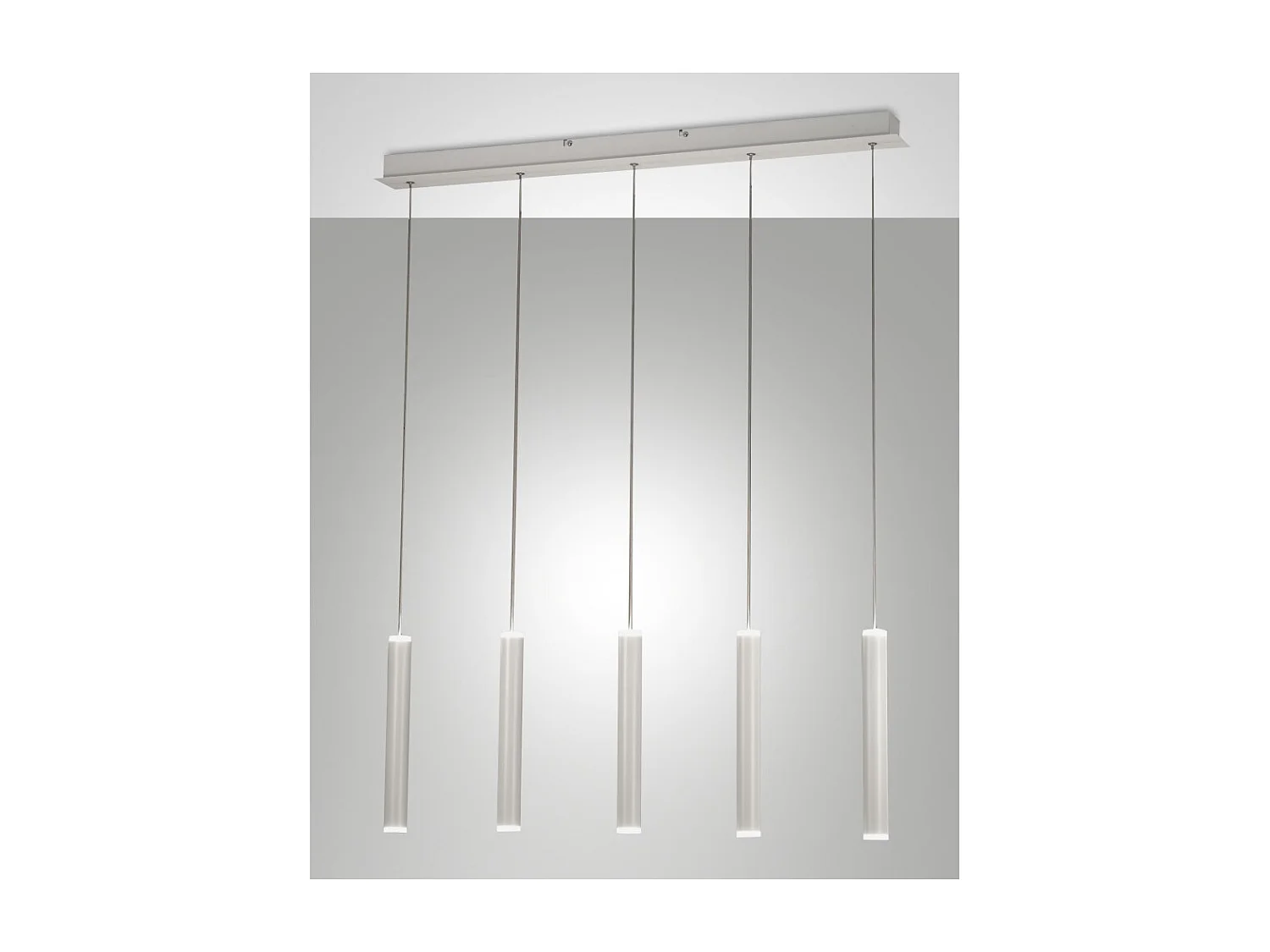 Lampada a sospensione Prado 5 luci Fabas Luce - LED 33 W dimmerabile - Bianco opaco Design lineare