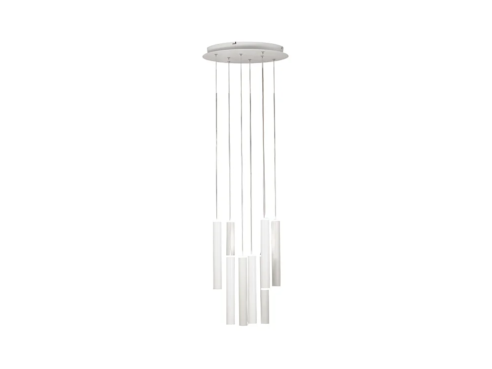 Lampada a sospensione circolare Prado 8 luci Fabas Luce - LED 52 W dimmerabile - Bianco opaco Rosone rotondo